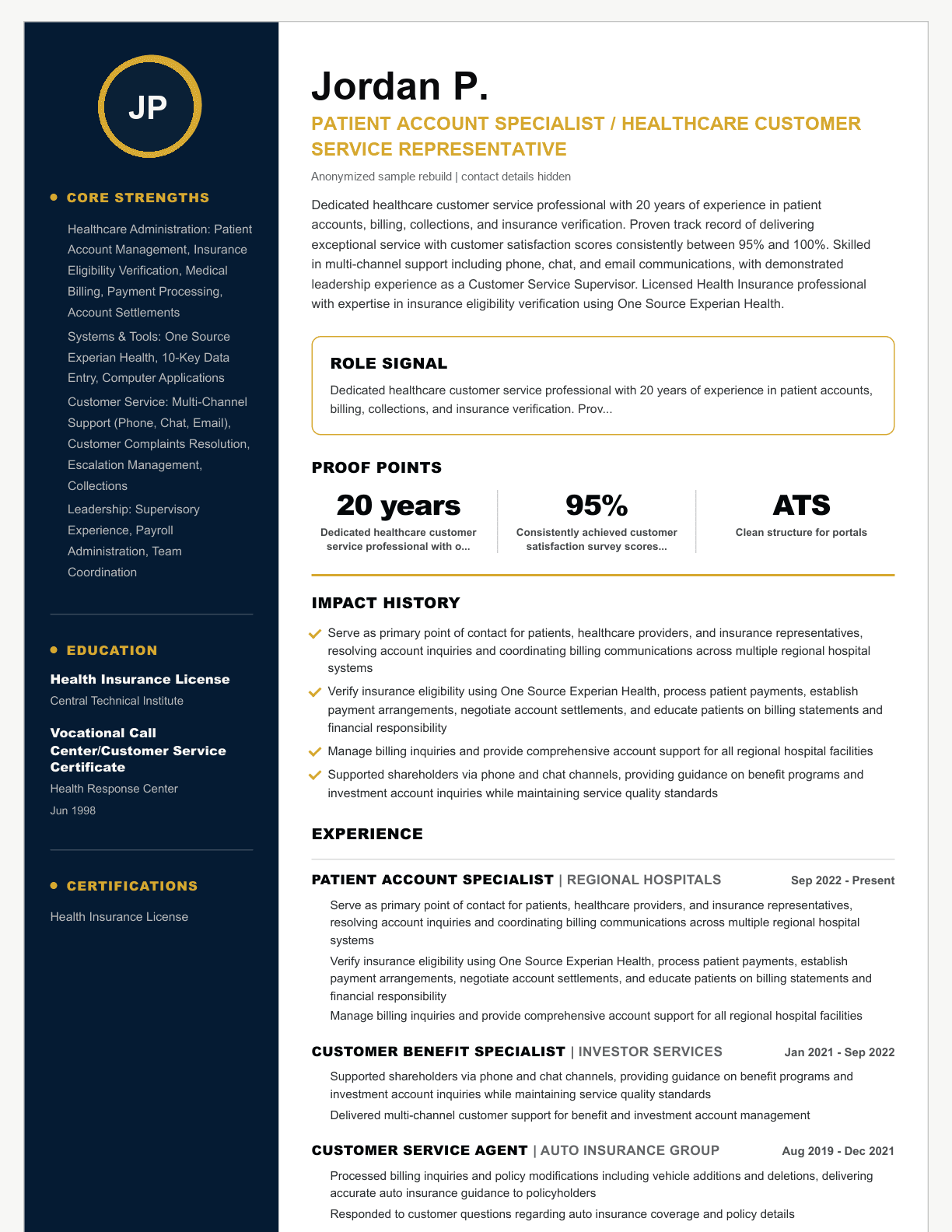Designed resume preview